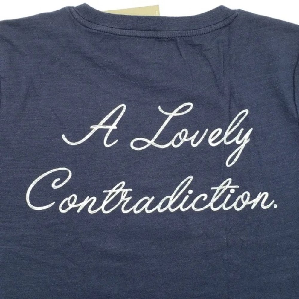 J. Crew Vintage cotton crewneck "A lovely contradiction" T-shirt Navy - Picture 7 of 7